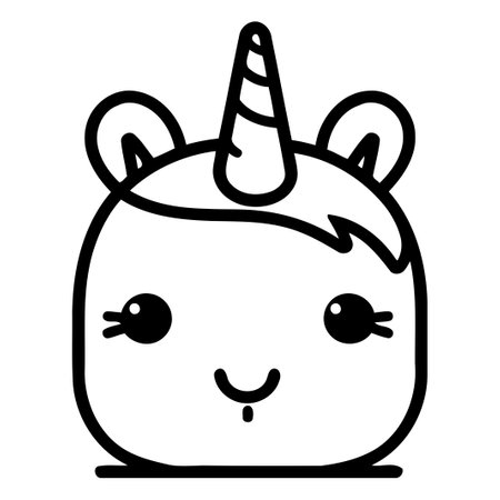 Cute unicorn head. Vector illustration in cartoon style. Isolated on white background.のイラスト素材