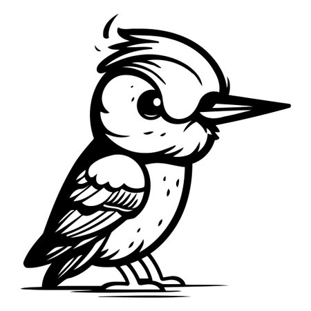 Cartoon Woodpecker Bird. Vector illustration isolated on white background.のイラスト素材