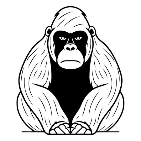 Gorilla. Vector illustration of a gorilla with a sad expression.のイラスト素材