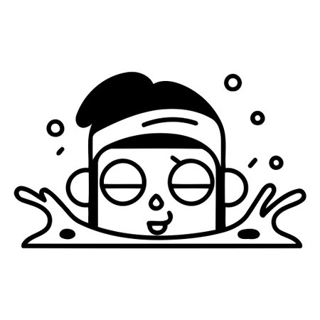 Cute cartoon boy swimming in the pool. Vector illustration design.のイラスト素材