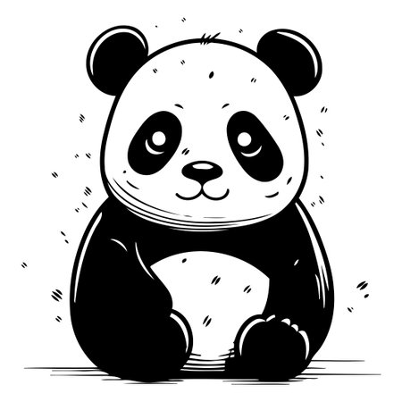 Cute cartoon panda sitting on the ground. Vector illustration.のイラスト素材