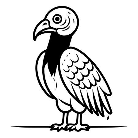 Vector illustration of a vulture on a white background. Side view.のイラスト素材