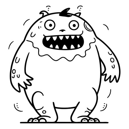 Funny cartoon monster. Vector illustration. Cute monster character.のイラスト素材