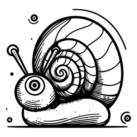 Snail. Hand drawn vector illustration. Isolated on white background.のイラスト素材