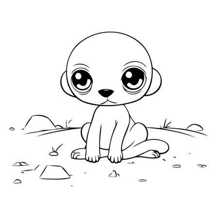 Cute little meerkat on the sand. Vector illustration.のイラスト素材