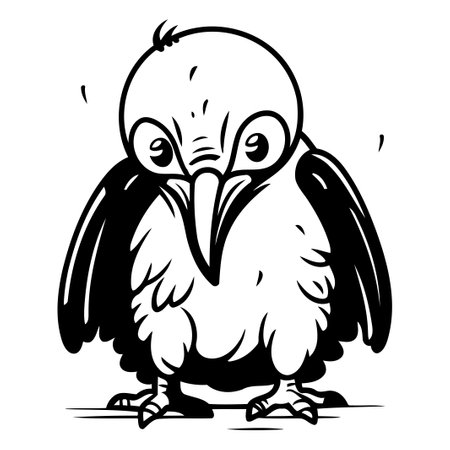 Vector illustration of a cute cartoon blue bird. Isolated on white background.のイラスト素材