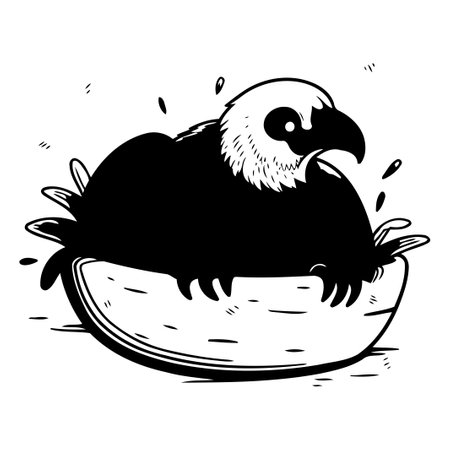 Eagle sitting in a nest. Vector illustration in sketch style.のイラスト素材