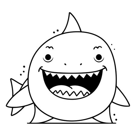 Cute cartoon shark. Vector illustration isolated on a white background.のイラスト素材