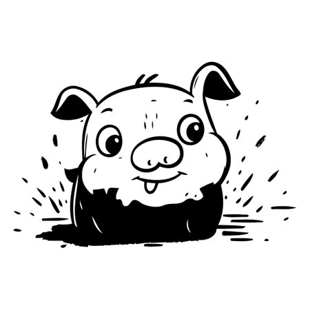 Cute piggy cartoon vector illustration. Cute cartoon pig.のイラスト素材