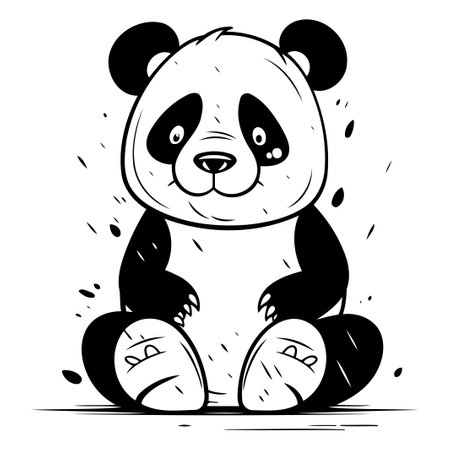 Cute cartoon panda sitting on the ground. Vector illustration.のイラスト素材