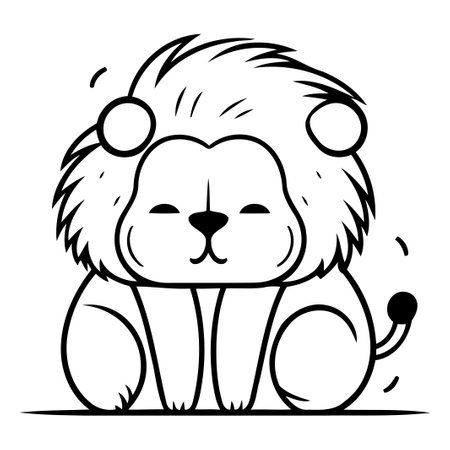 Lion Vector Icon  Cute Lion Animal Cartoon Mascot Characterのイラスト素材