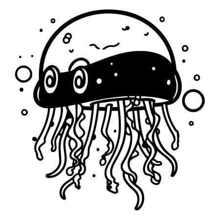 Cartoon jellyfish. Vector illustration of a cartoon jellyfish.のイラスト素材
