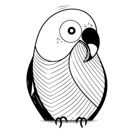 Cute parrot. Hand drawn vector illustration in cartoon style.のイラスト素材
