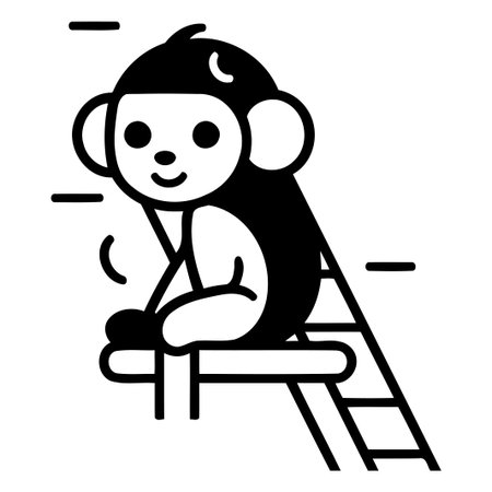 Cute monkey sitting on a ladder. Flat style vector illustration.のイラスト素材