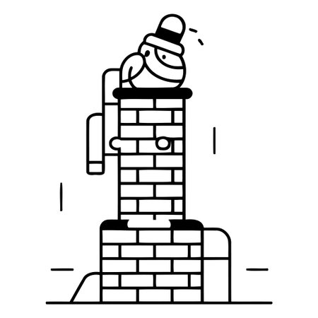 Santa claus standing on chimney. Flat style vector illustration.のイラスト素材