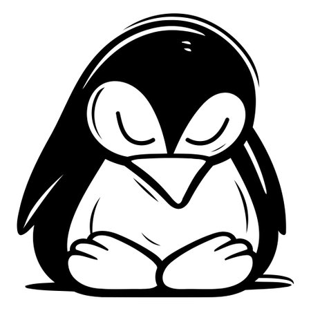 Penguin cartoon isolated on a white background. Vector illustration.のイラスト素材