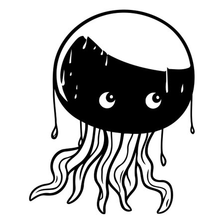 Cute cartoon jellyfish. Vector illustration isolated on white background.のイラスト素材