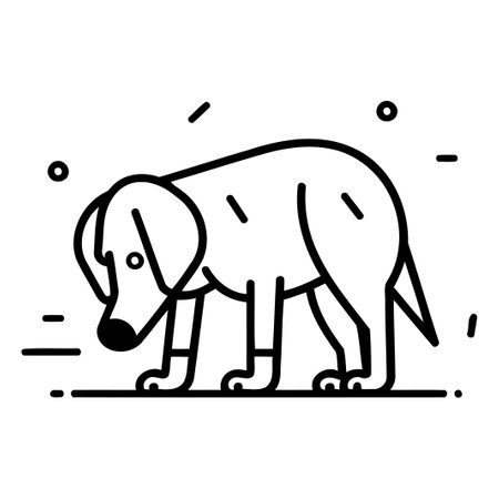 Dog flat color line icon. Vector illustration. Outline pictogram for web page. mobile app. promo.のイラスト素材