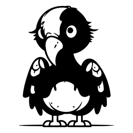 Cute cartoon crow. Vector illustration isolated on a white background.のイラスト素材