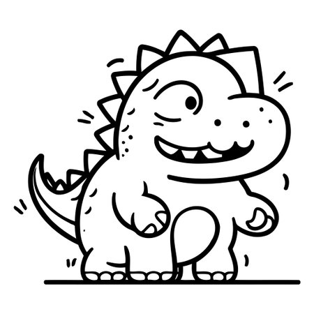 Cute cartoon dinosaur. Vector illustration of a funny dinosaur character.のイラスト素材