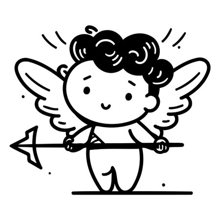 Cupid with bow and arrow. Vector illustration in cartoon style.