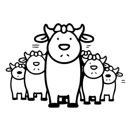 Cute cow family. Vector illustration of a cute cow family.のイラスト素材