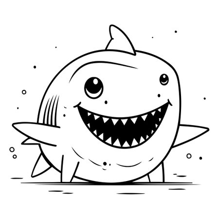 Cartoon shark. Vector illustration. Isolated on white background.のイラスト素材