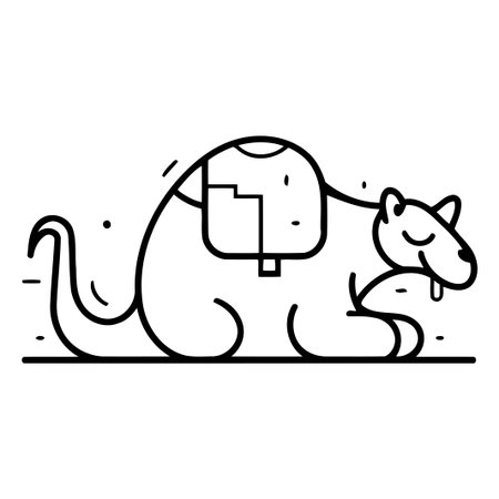 Cute kangaroo sleeping on the ground. Vector illustration.のイラスト素材