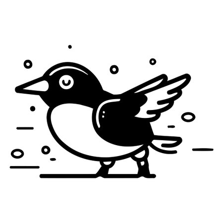 Vector illustration of cute little bird. Cute cartoon animal. Flat design.のイラスト素材