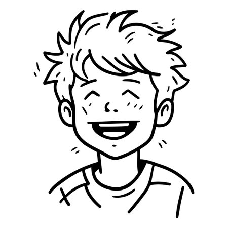 Smiling young man with red hair. Hand drawn vector illustration.のイラスト素材