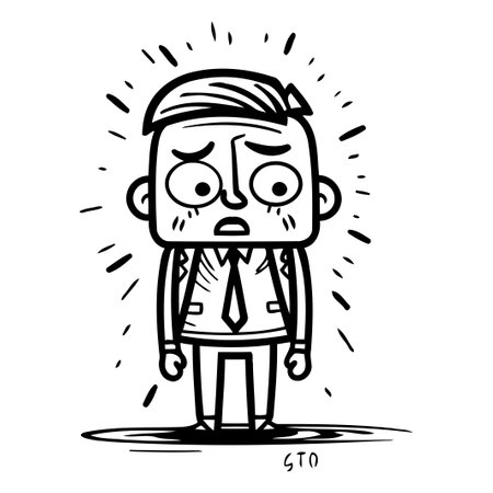 Vector illustration of a man in a suit and tie. Doodle style.のイラスト素材