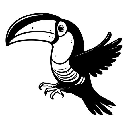 Toucan bird. Hand drawn vector illustration in cartoon style.のイラスト素材