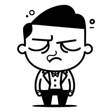 Sad Businessman Cartoon Character Vector Illustration. Businessman Character Icon.のイラスト素材