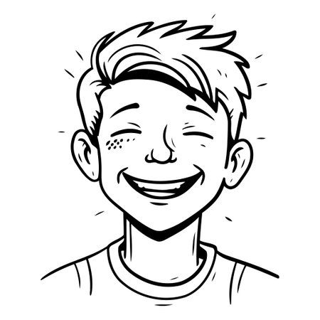 Vector illustration of a smiling young man. Isolated on white background.のイラスト素材