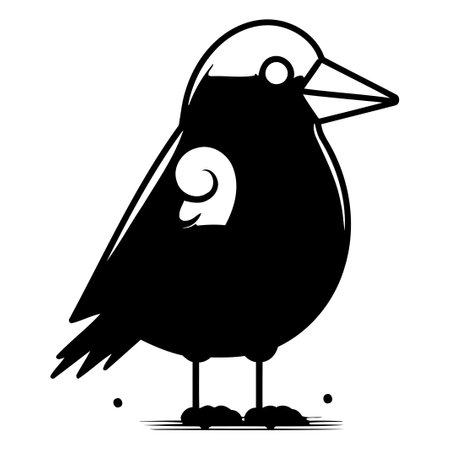 Vector illustration of a crow on white background. Cute cartoon crow.のイラスト素材