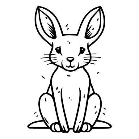 Cute cartoon rabbit sitting. Vector illustration isolated on white background.のイラスト素材