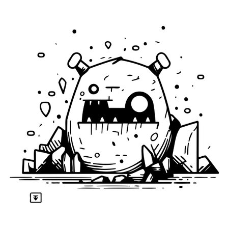 Funny cartoon monster. Vector illustration of a monster on a white background.のイラスト素材