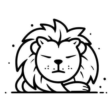 Lion head vector illustration. Cute cartoon wild animal character.