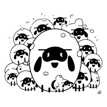 Cute cartoon doodle hand drawn vector illustration of cute farm animals.のイラスト素材