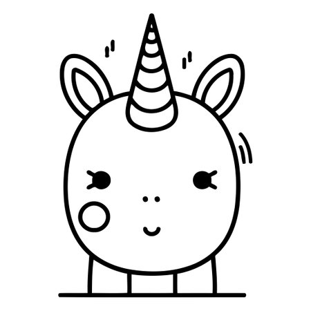 Cute unicorn character. Vector illustration in flat style. Isolated on white background.のイラスト素材