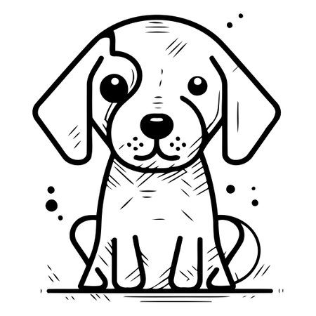 Cute cartoon dog vector illustration. Hand drawn doodle style.のイラスト素材