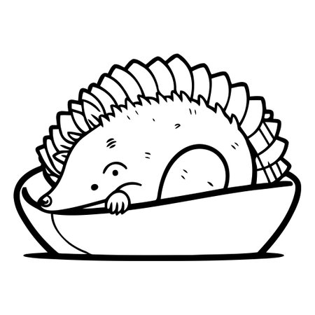 Cartoon hedgehog. Vector illustration of a cute hedgehog.のイラスト素材