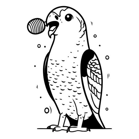 Vector illustration of a kawaii parrot singing a song.のイラスト素材