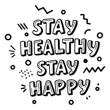 Motivational graphic with bold, stylized lettering.  Playful, fun aesthetic.  Ideal for wellness-oriented advertising or social media content.のイラスト素材