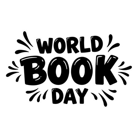 Bold, playful typography celebrating World Book Day.  Perfect for educational materials, book store promotions, or children's products.のイラスト素材