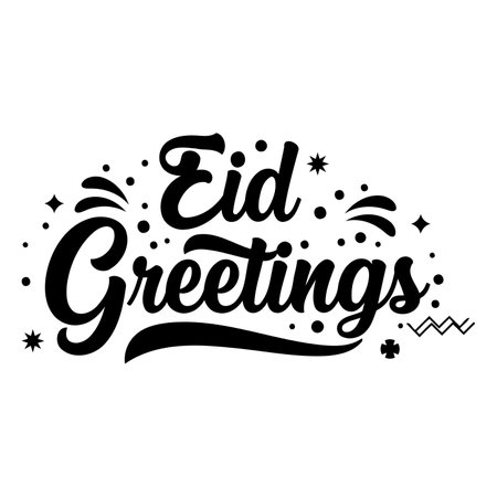 Eid Greetings typography design, perfect for celebrations.のイラスト素材