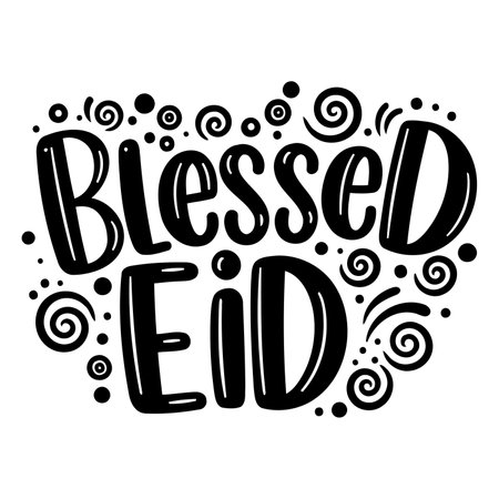 Blessed Eid typography design.のイラスト素材
