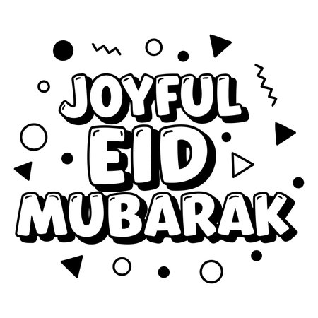 Fun, stylized Eid Mubarak greeting.のイラスト素材