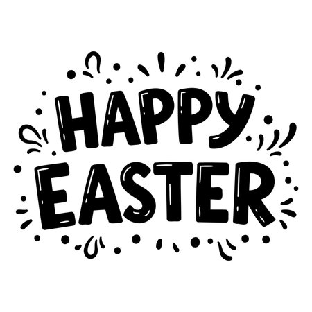 Bold, hand-drawn lettering of "Happy Easter" with decorative flourishes.  Suitable for Easter-themed advertising, social media graphics, or stationery designs.のイラスト素材