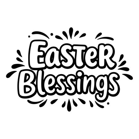 Playful, bold lettering style graphic of "Easter Blessings."  Suitable for Easter-themed advertising, social media posts, or greetings cards.のイラスト素材